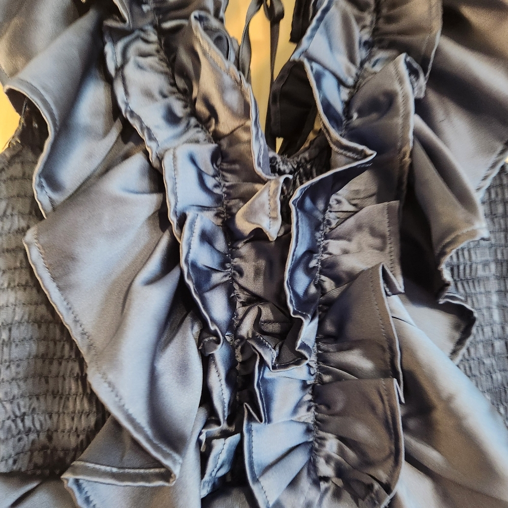Karlie Clothes Satin Ruffle Smock Dress Large Party Cocktail Formal - Picture 4 of 9